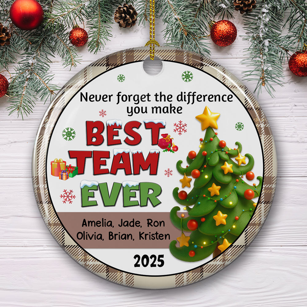 Custom Coworker Christmas Ornament, Team Appreciation Gift •  Grateful For Our Amazing Team - Personalized Ceramic Ornament