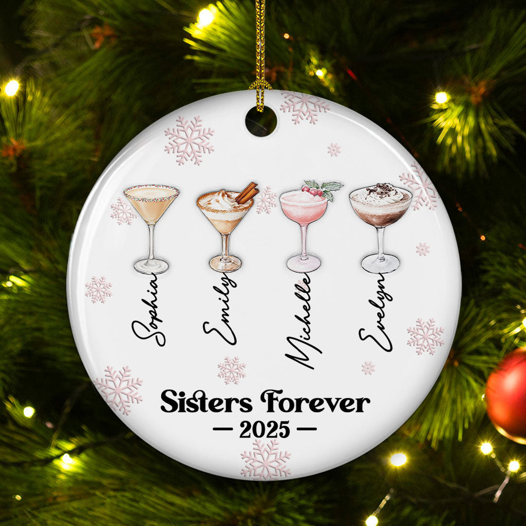 Custom Friendship Christmas Ornament, Best Friend Gift •  Friends Forever Christmas Drinks - Personalized 3D Inflated Effect Ceramic Ornament