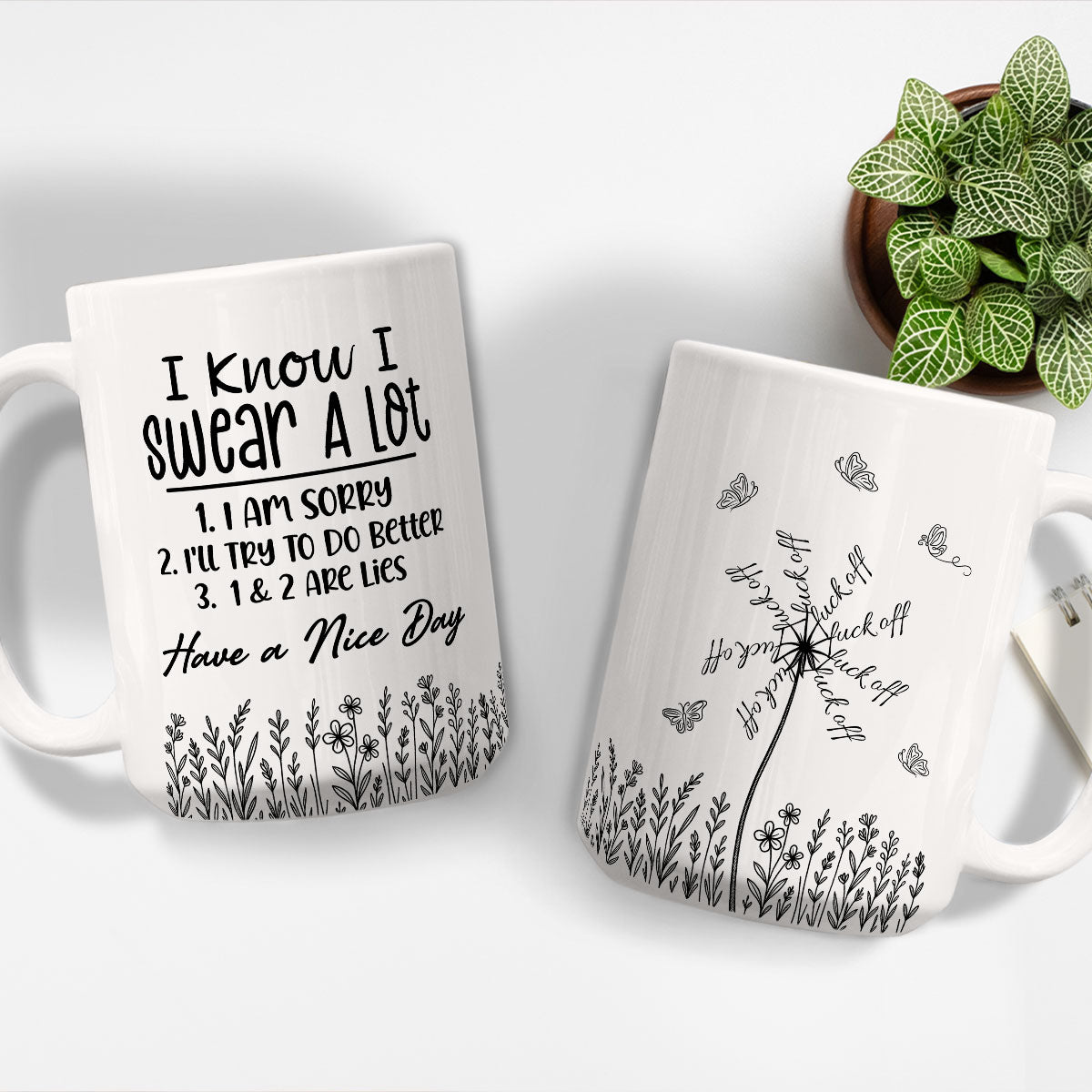 Custom Coworker, Christmas & Birthday Team Appreciation Gift • My Flowers Whisper Rude Truths - Personalized Coffee Mug