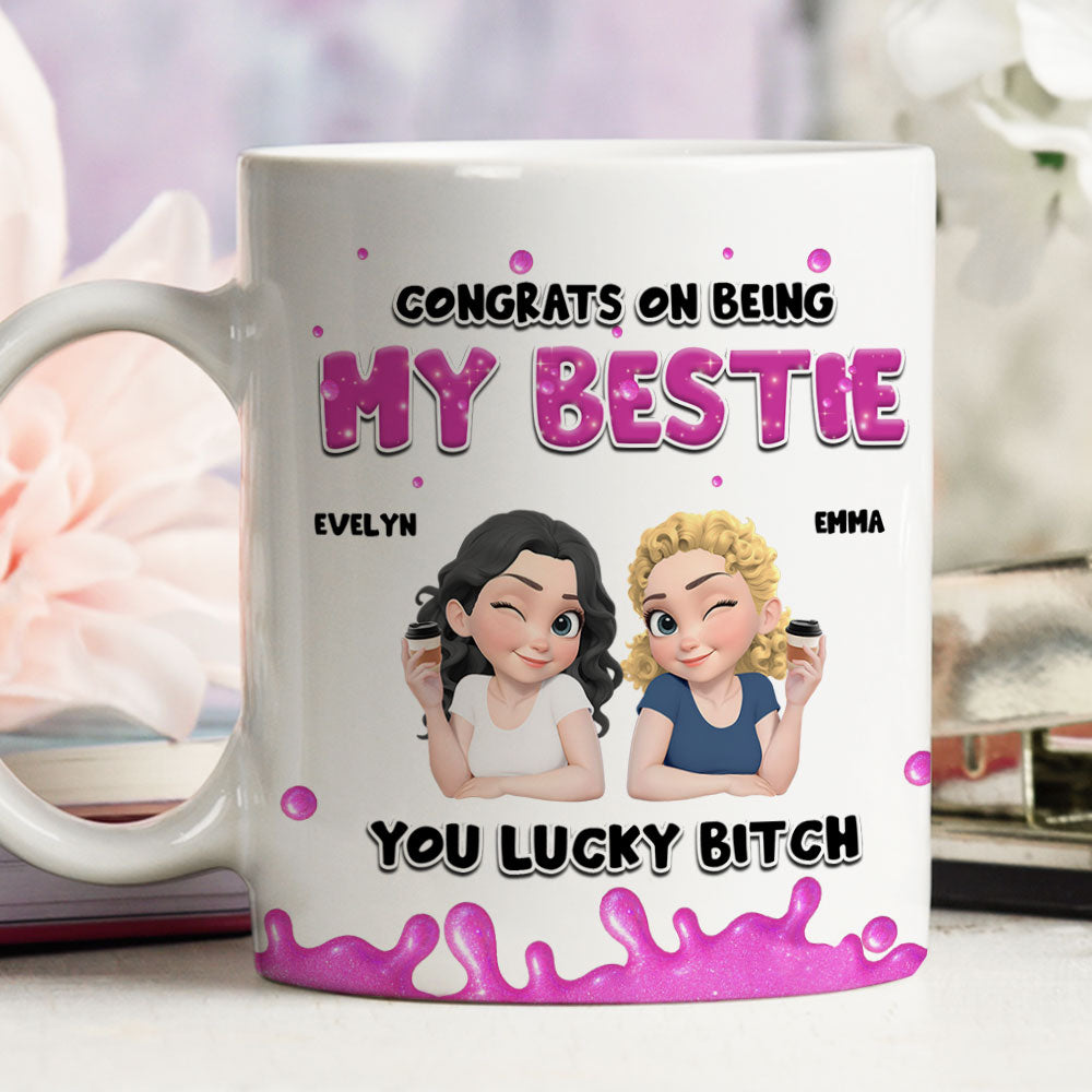 Custom Best Friend, Christmas & Birthday Friendship Keepsake Gift • Congrats My Bestie - Personalized Coffee Mug