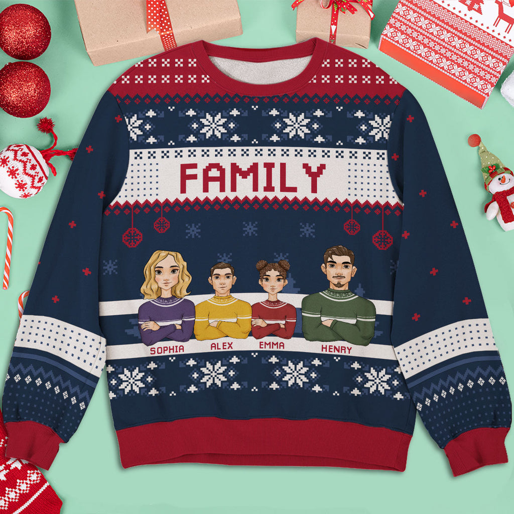 Custom Family Christmas Sweatshirt, Gift for Family Members • Christmas Family - Personalized All-Over-Print Sweatshirt