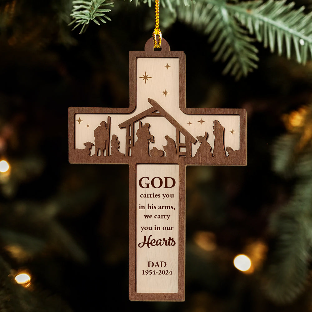 Custom Memorial Christmas Ornament, Sympathy Keepsake •  God Called You Home - Personalized Wood Ornament