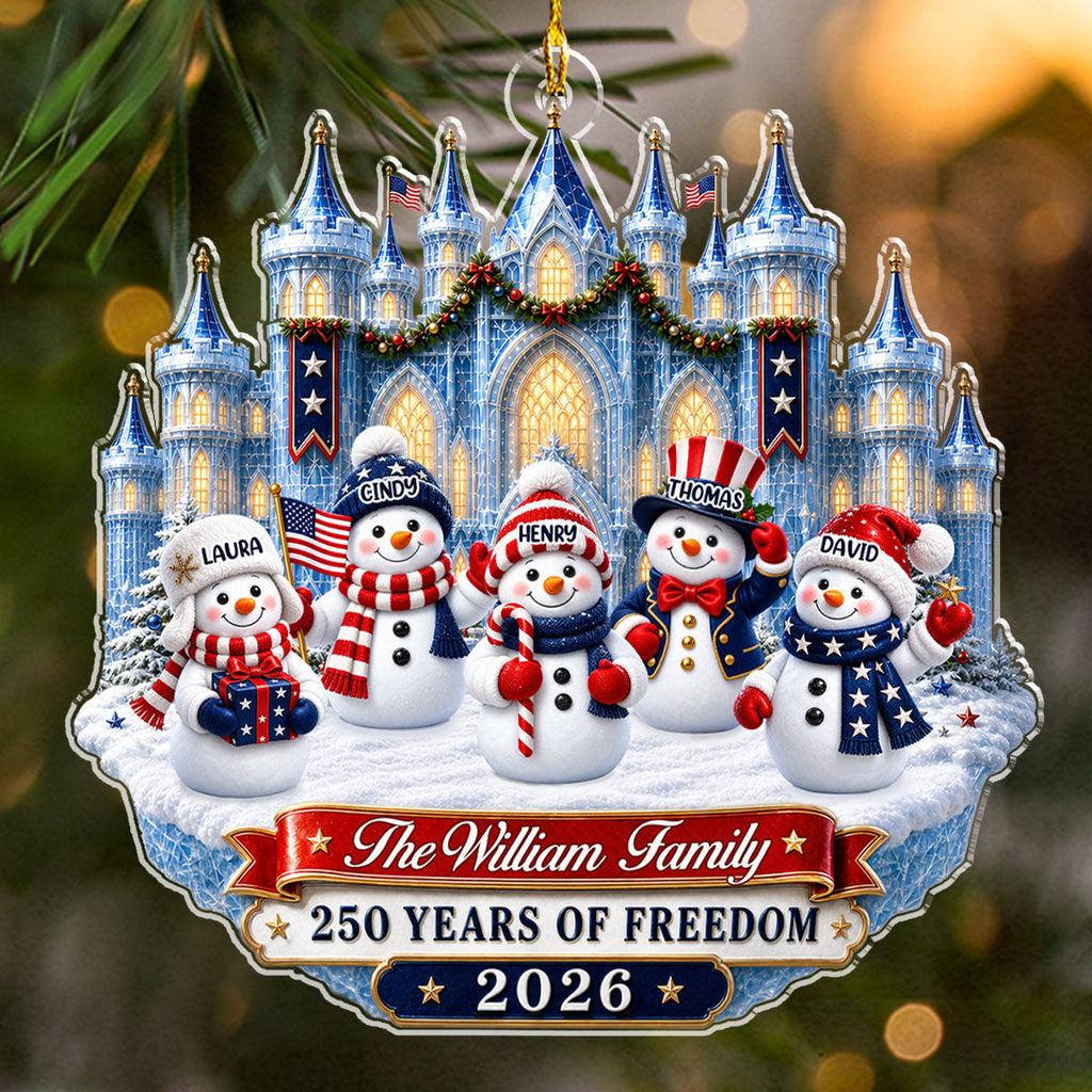 Custom Family Ornament, Christmas Gift for Family Members •  America 250th Anniversary Christmas - Personalized Acrylic Ornament