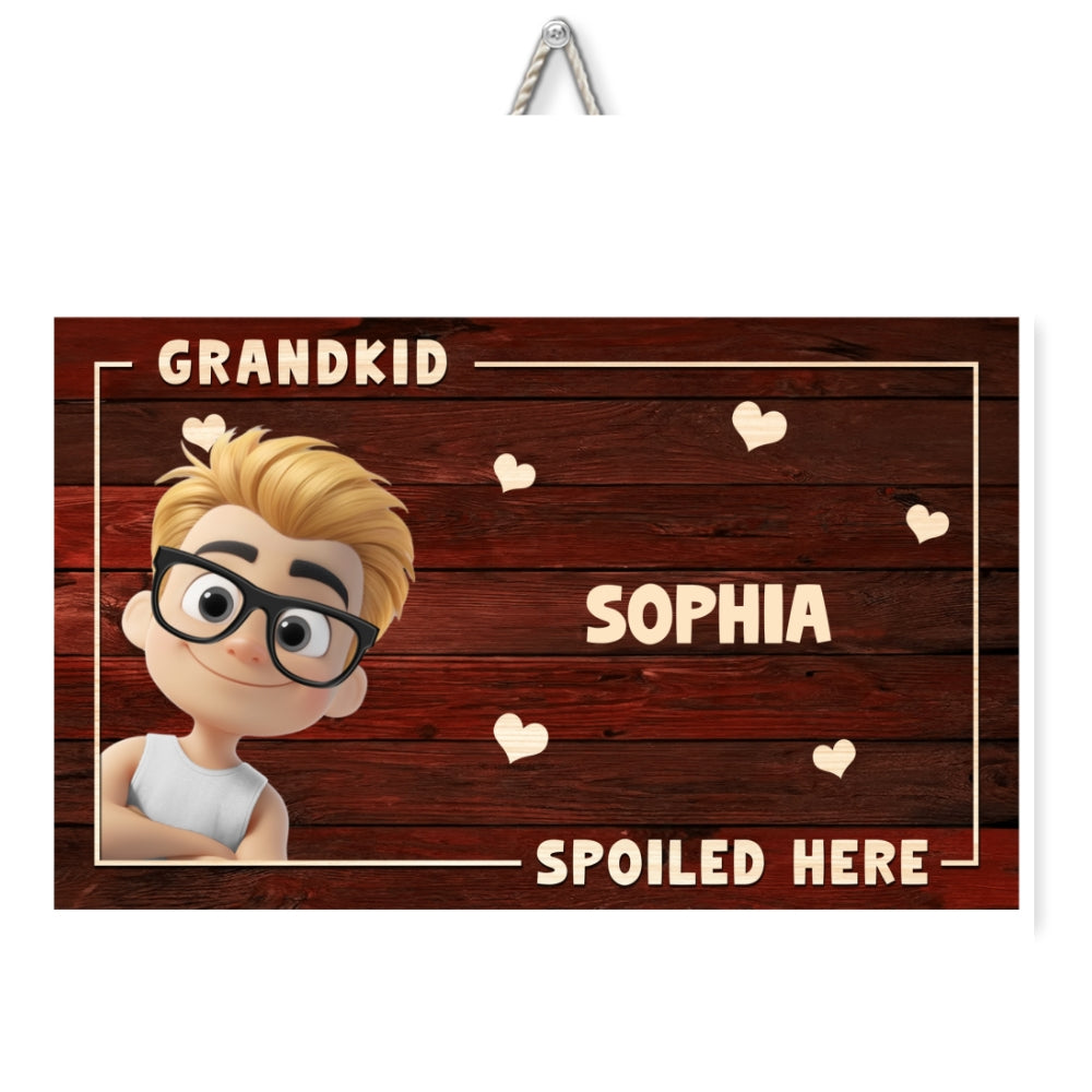 Custom Home & Wall Decor, Birthday & Christmas Gift • My Grandkids Spoiled Here- Personalized Wood Sign