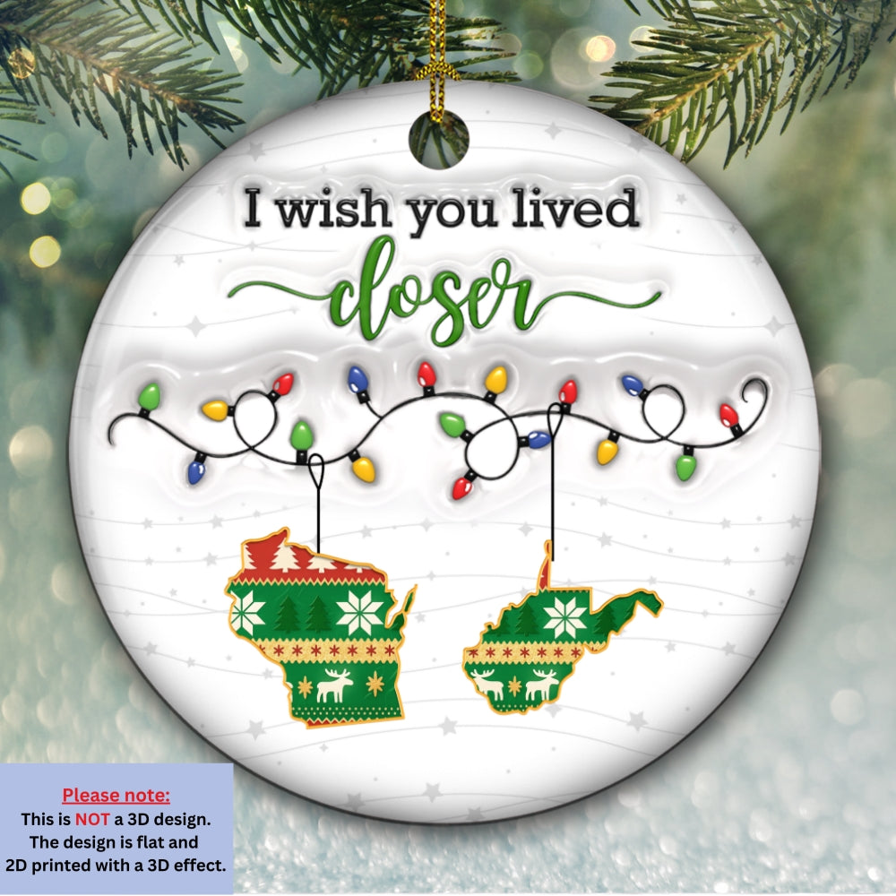 Custom Family Ornament, Christmas Gift for Family Members •  So Far From Me - Personalized 3D Inflated Effect Ceramic Ornament
