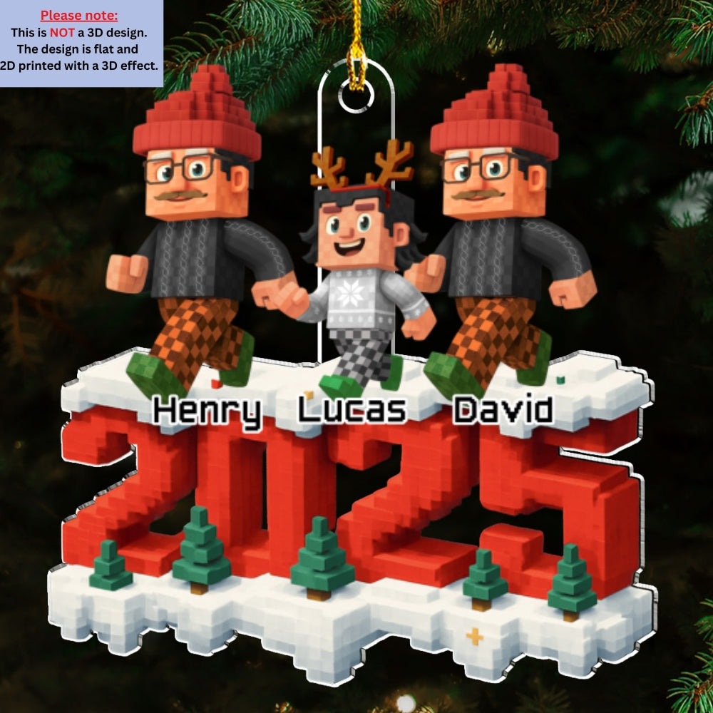 Custom Couple Christmas Ornament, Anniversary Gift •  Together In This Year - Personalized 3D Effect Acrylic Ornament
