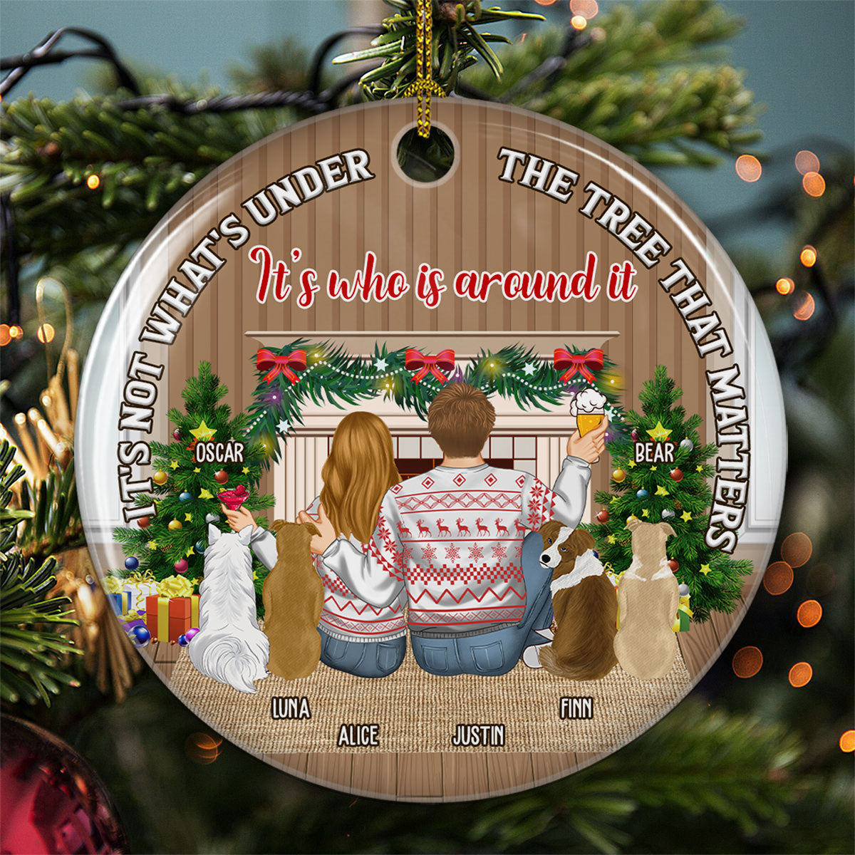 Custom Couple Christmas Ornament, Anniversary Gift •  What Is Under The Tree Matter - Personalized Ceramic Ornament