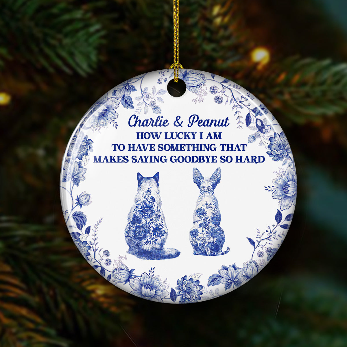 Custom Keepsake Christmas Ornament •  Hard To Say - Personalized Ceramic Ornament