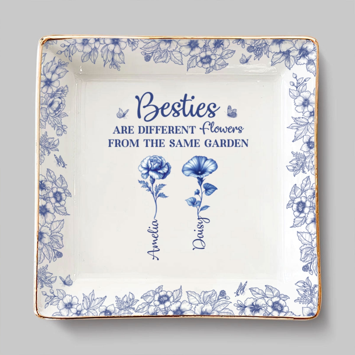 Custom Trinket Dish Gift for Friend, for Soul Sister • The Same Garden - Personalized Jewelry Dish
