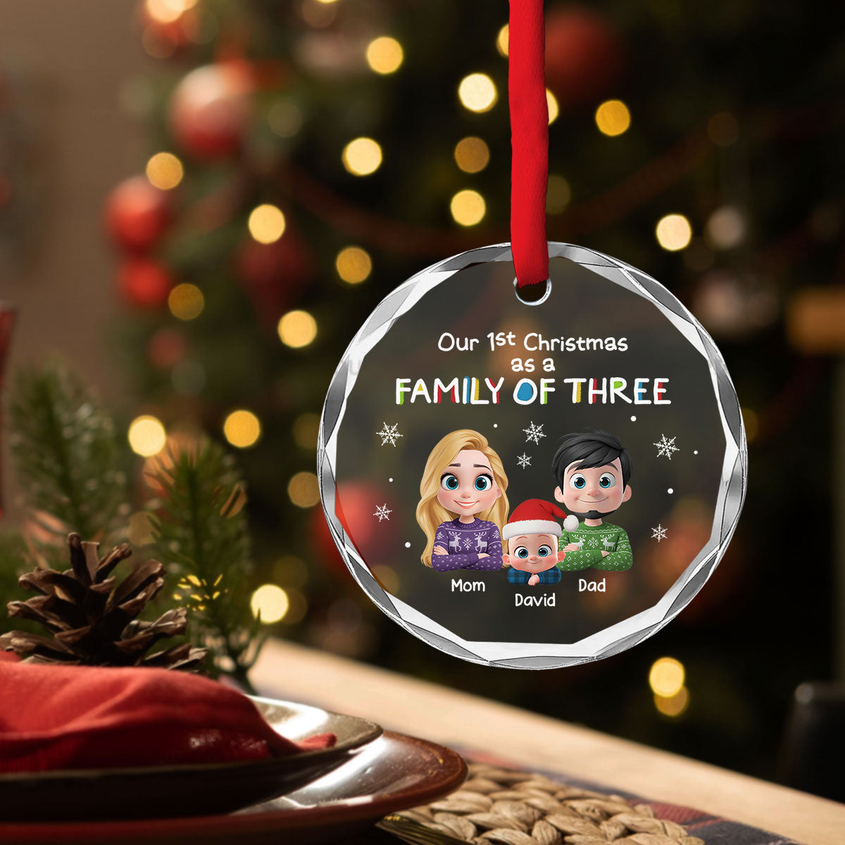 First Christmas With Baby - Personalized Glass Ornament