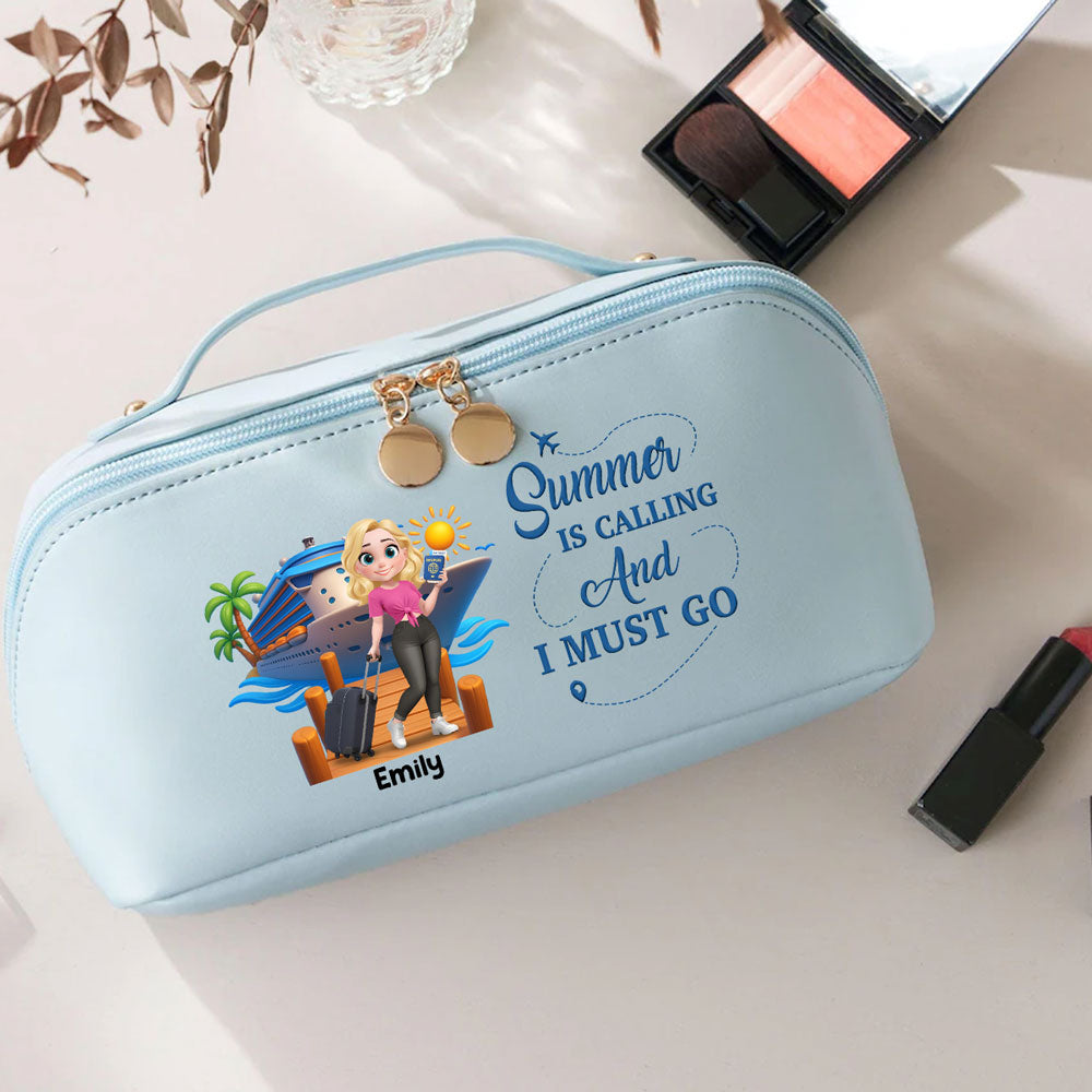 All My Cruise Crap - Personalized Leather Makeup Bag