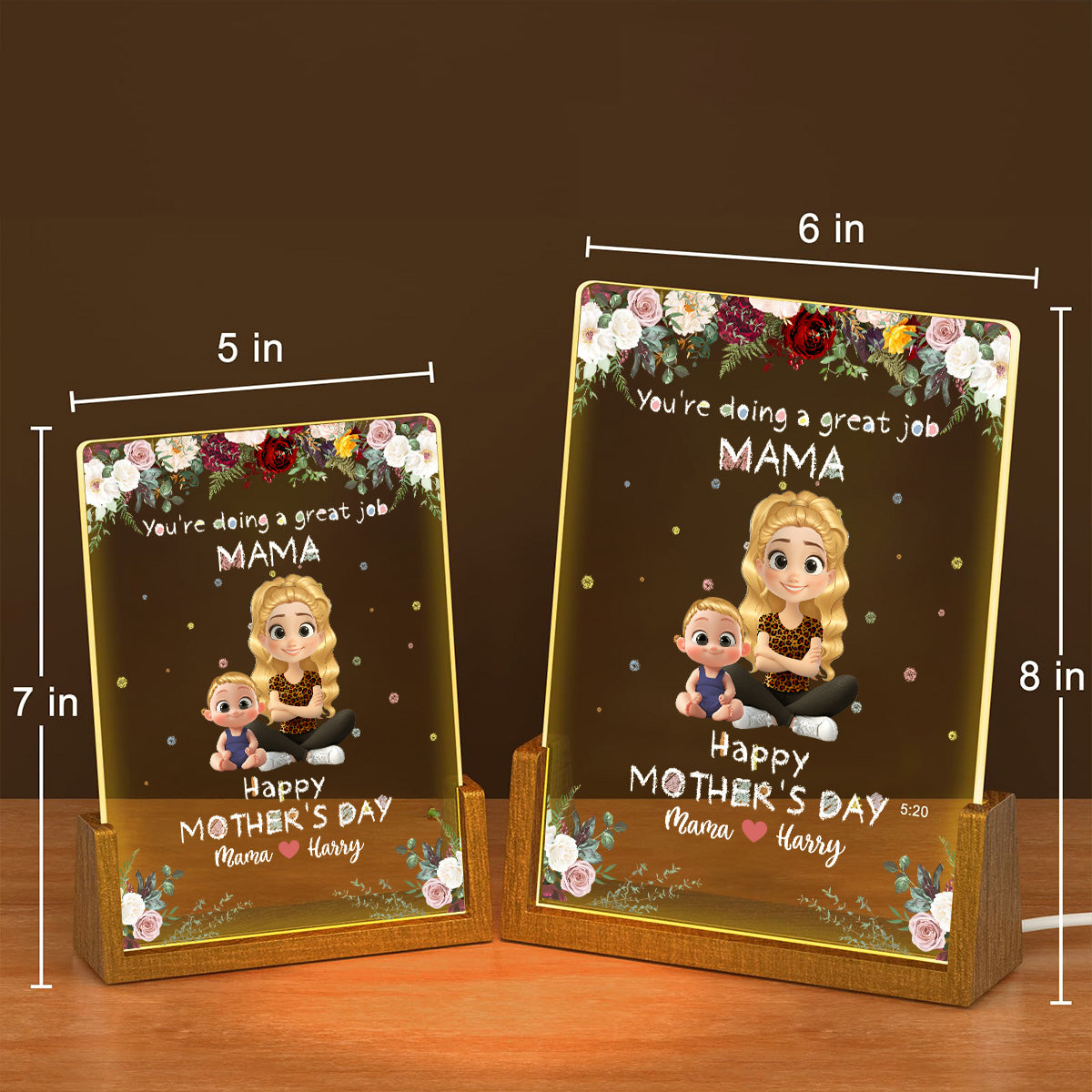 Custom Gift for Mom Grandma, Mother's Day Birthday • Great Mommy - Personalized Night Light