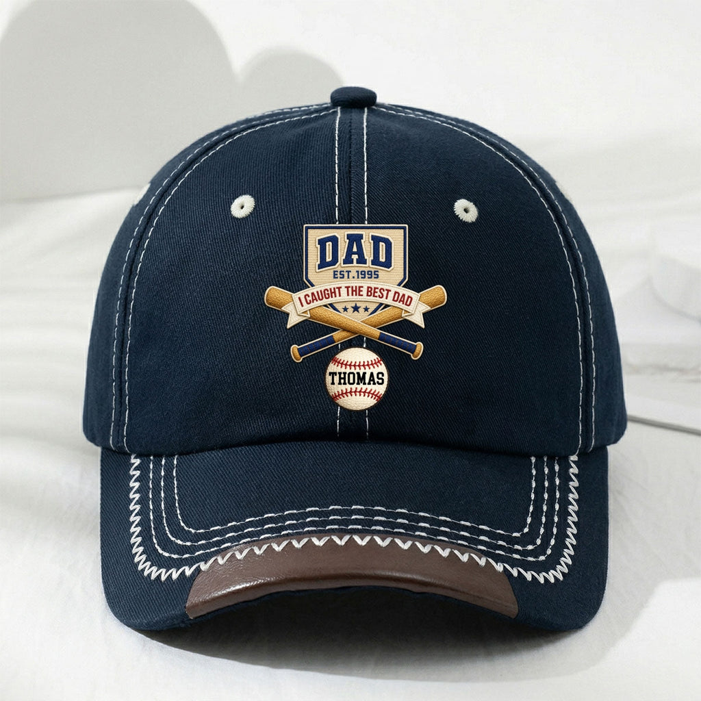 We Caught The Best Baseball Dad - Personalized Vintage Soft Baseball Cap