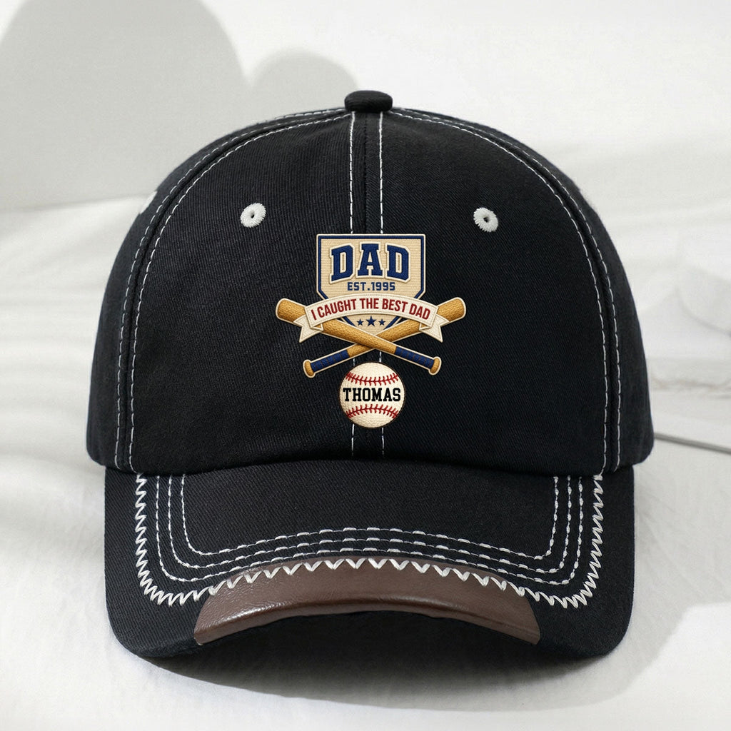 We Caught The Best Baseball Dad - Personalized Vintage Soft Baseball Cap