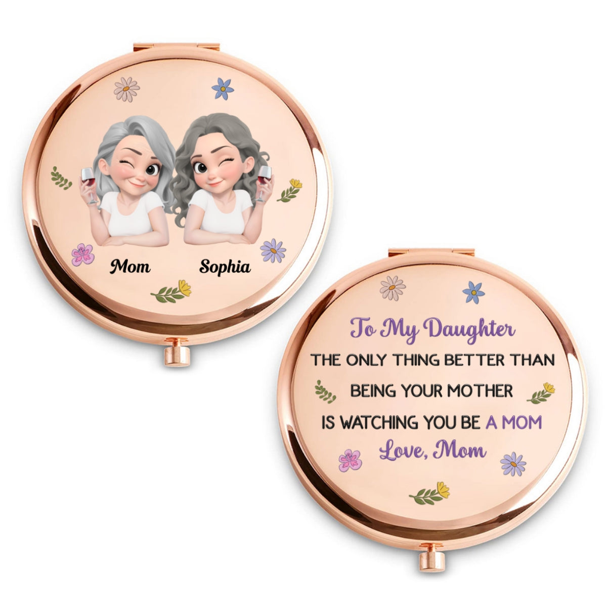 Linked Together Cartoon - Personalized Compact Mirror