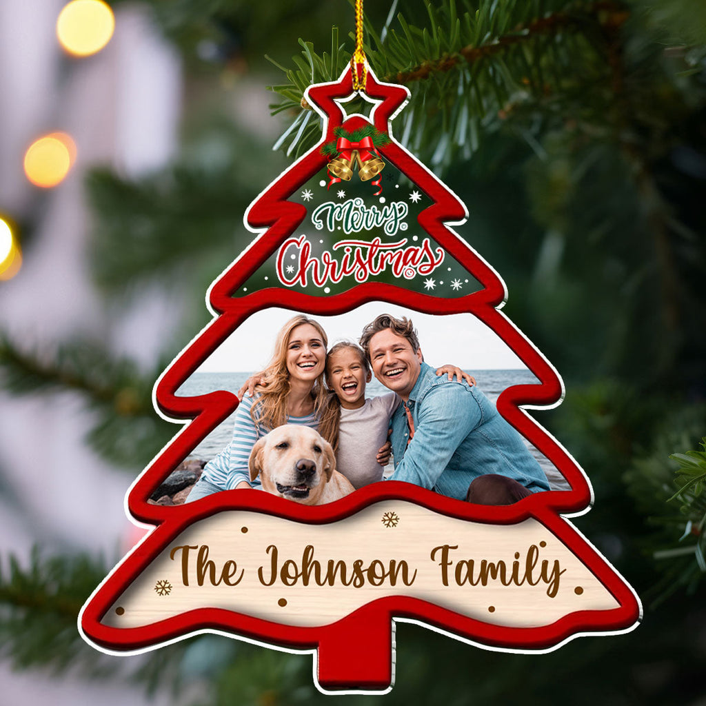 Custom Photo Family Ornament, Christmas Gift for Family Members • Winter Wonderland - Personalized Acrylic Ornament
