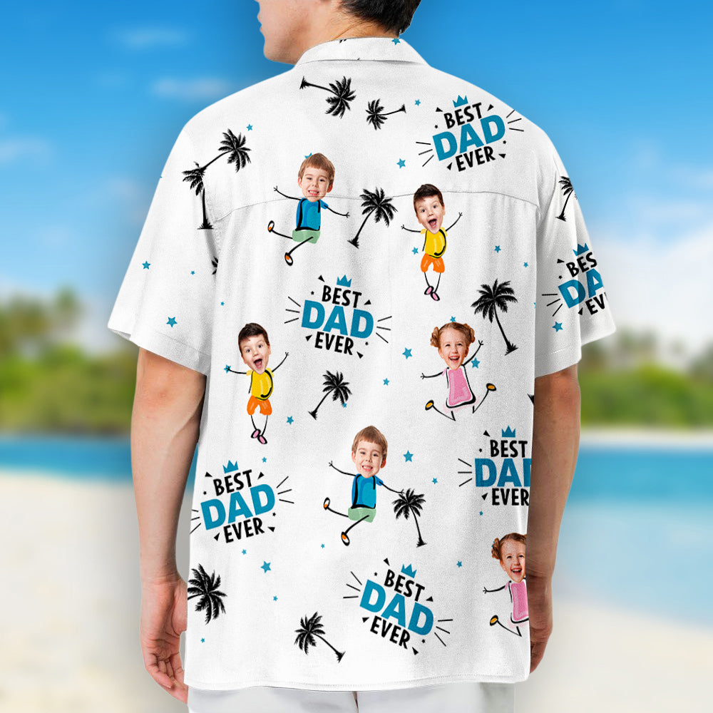Photo Best Dad Ever Coconut Palm - Personalized Hawaiian Shirt