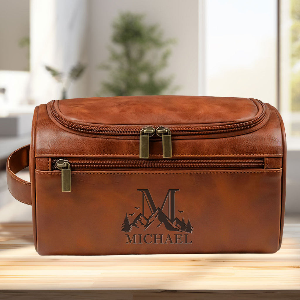 Vintage Legend - Personalized Engraved Leather Toiletry Bag