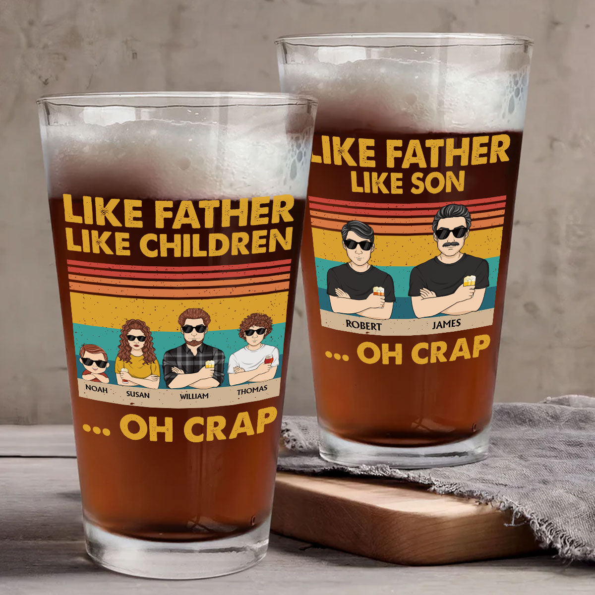 Like Father Like Children - Personalized Beer Glass