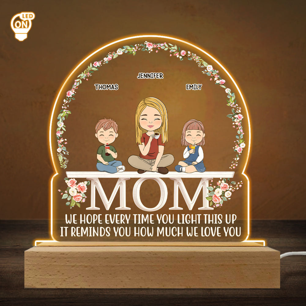 Custom Gift for Mom Grandma, Mother's Day Birthday • How Much We Love You - Personalized LED Light