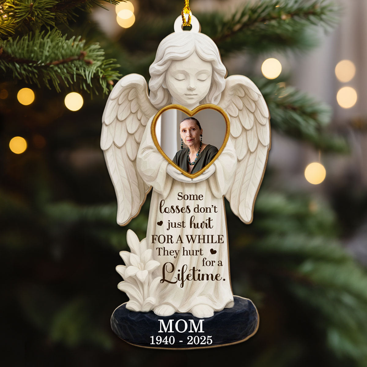 Custom Photo Memorial Christmas Ornament, Sympathy Keepsake • Missing You Always - Personalized 3D Effect Wood Ornament