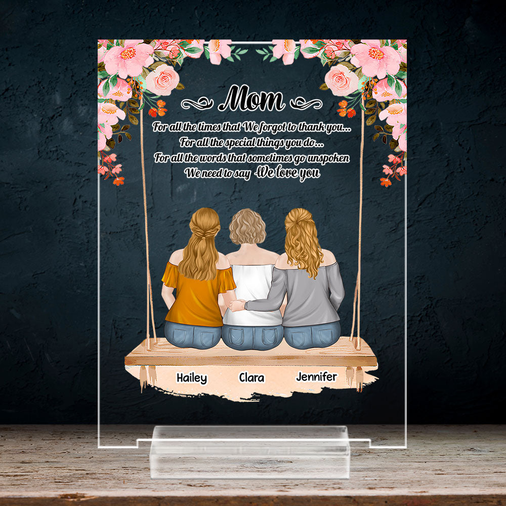 Custom Decor for Mom, Special Gift for Mother • Mom I Love You - Personalized Acrylic Plaque With Base