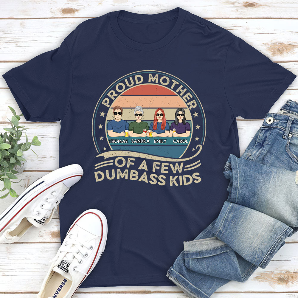 Custom Christmas & Birthday Gift for Mom, Grandma • Proud Mother Of Kids Retro - Personalized Shirt