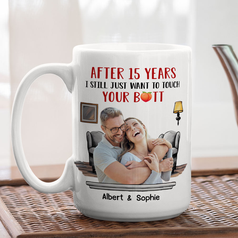 Custom Photo Anniversary Keepsake Gifts For Couple • Touch Your Butt - Personalized Coffee Mug