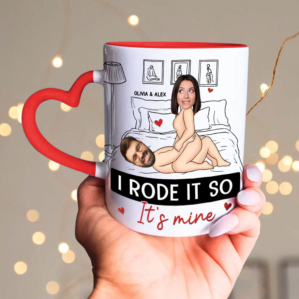 Custom Photo Anniversary Keepsake Gifts For Couple • I Rode It So It Is Mine Photo - Personalized Heart Handle Mug