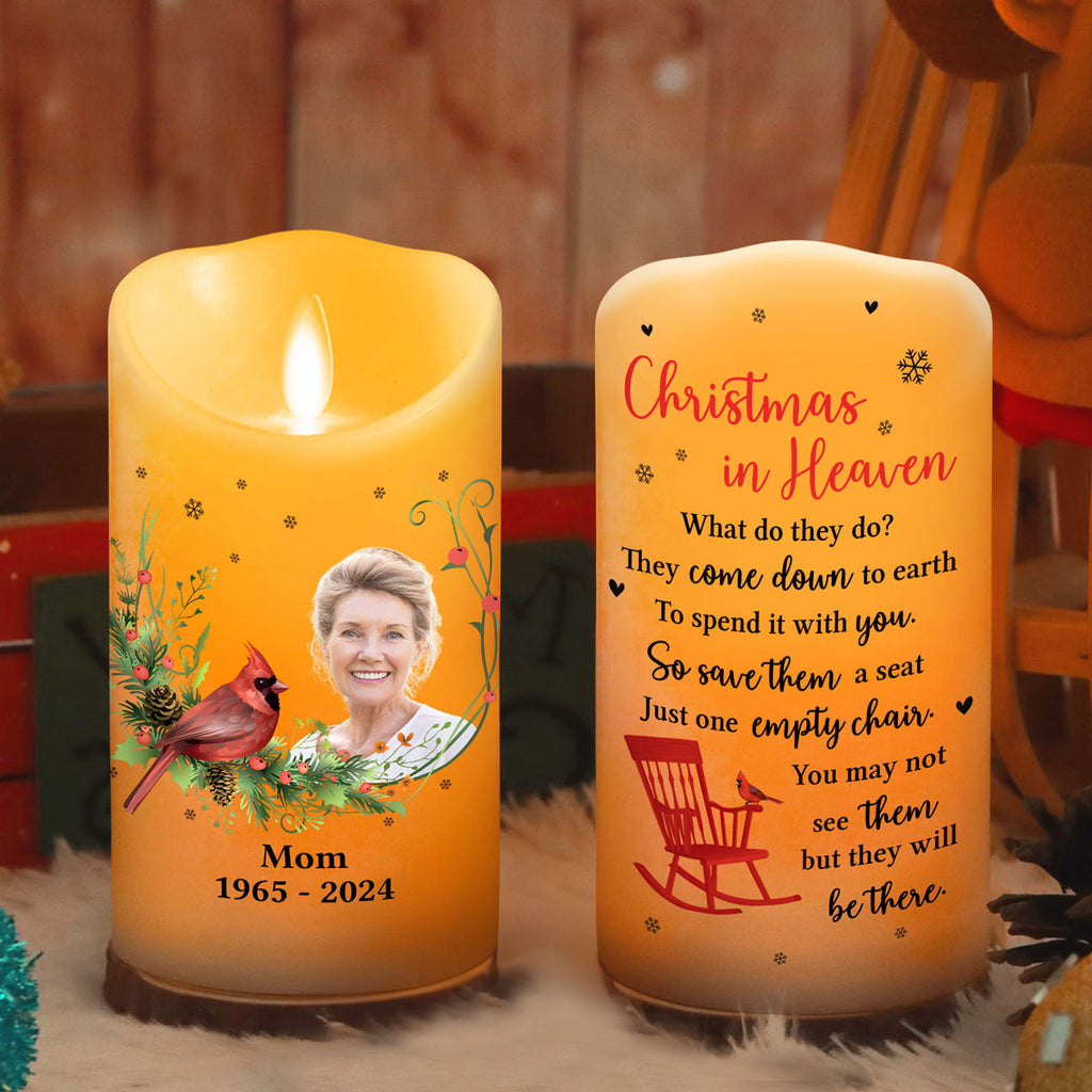 Christmas In Heaven Empty Chair - Personalized LED Candle