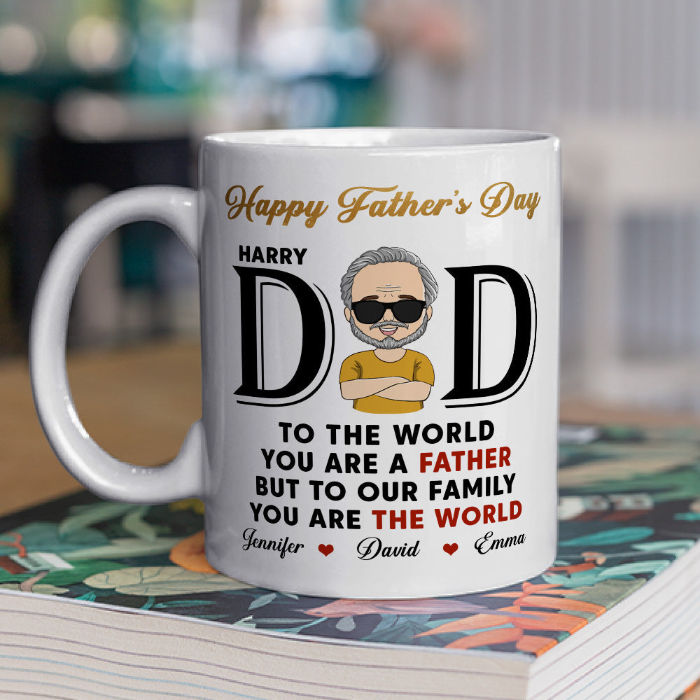 Custom Father's Day, Special Gift for Dad & Grandpa • You Are The World - Personalized Coffee Mug
