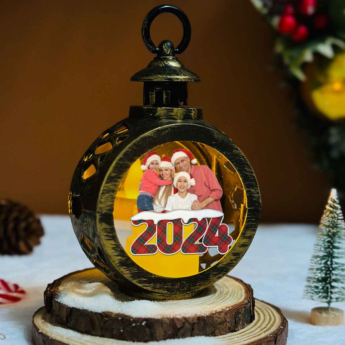 Custom Photo Family Christmas Gifts, Holiday Decor • Warm Season - Personalized Christmas Lantern