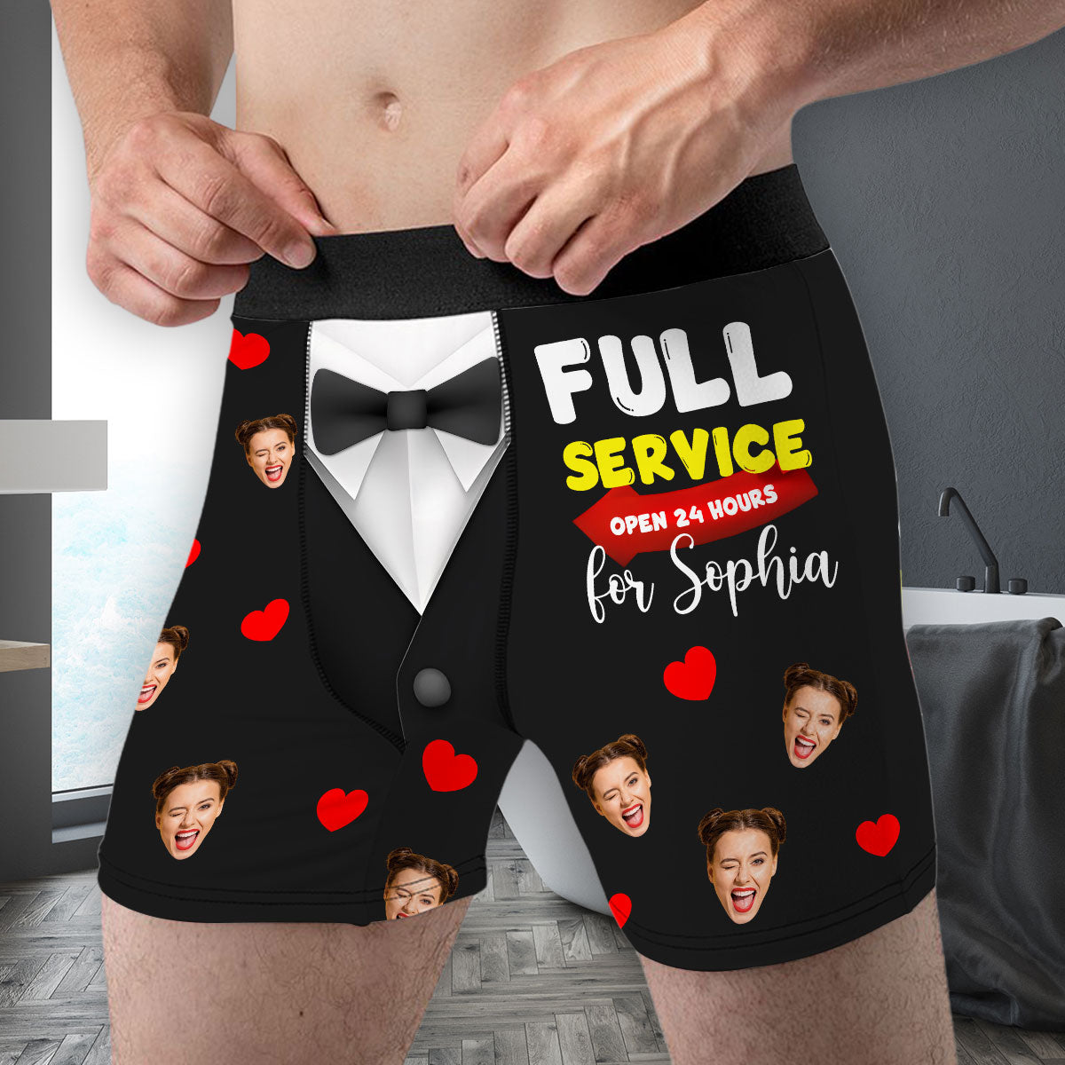 Your Pleasure My Priority Always - Personalized Photo Men's Boxer Briefs