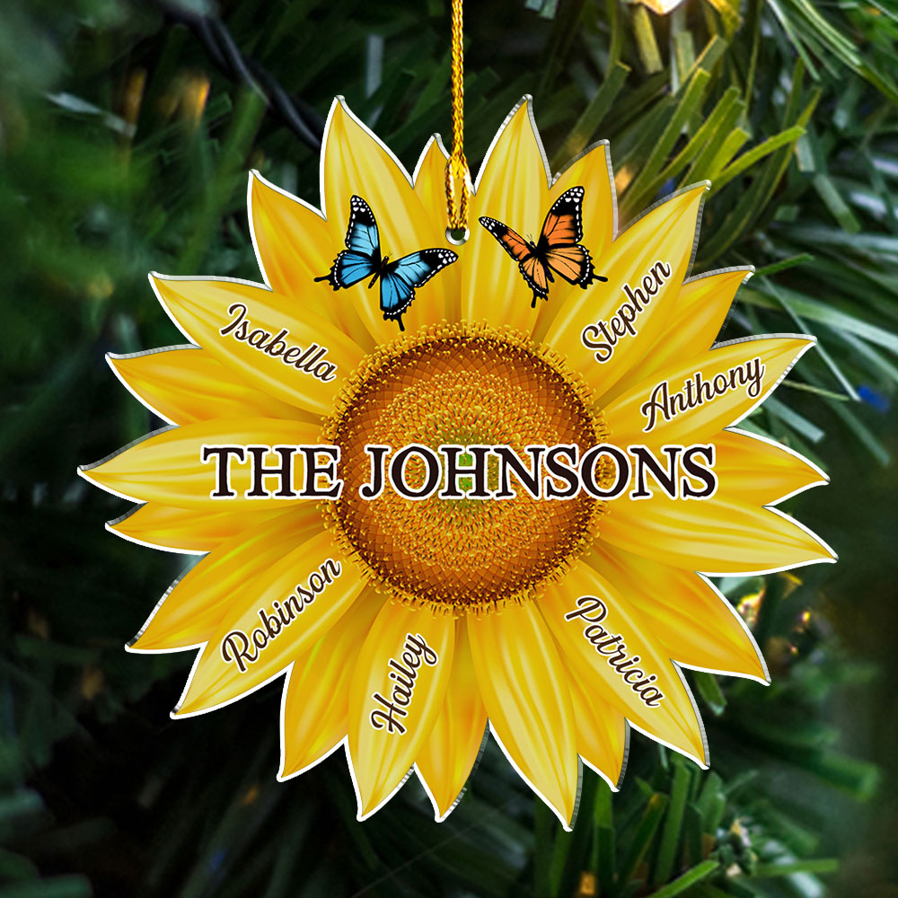 Custom Family Ornament, Christmas Gift for Family Members •  Family Sunflower - Personalized Acrylic Ornament