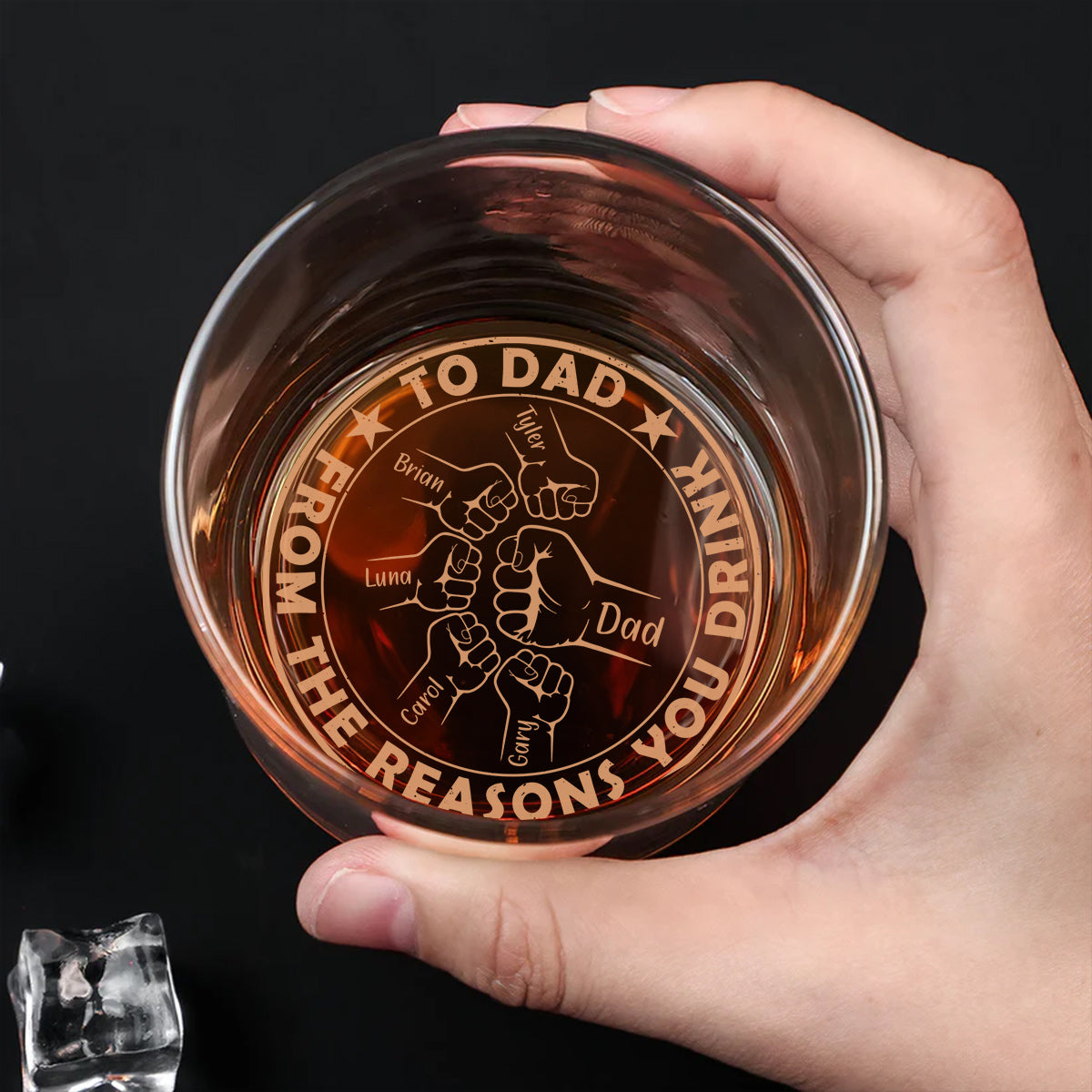 Custom Christmas Birthday Drinkware Gifts for Dad • To Dad From The Reasons You Drink - Personalized Engraved Whiskey Glass