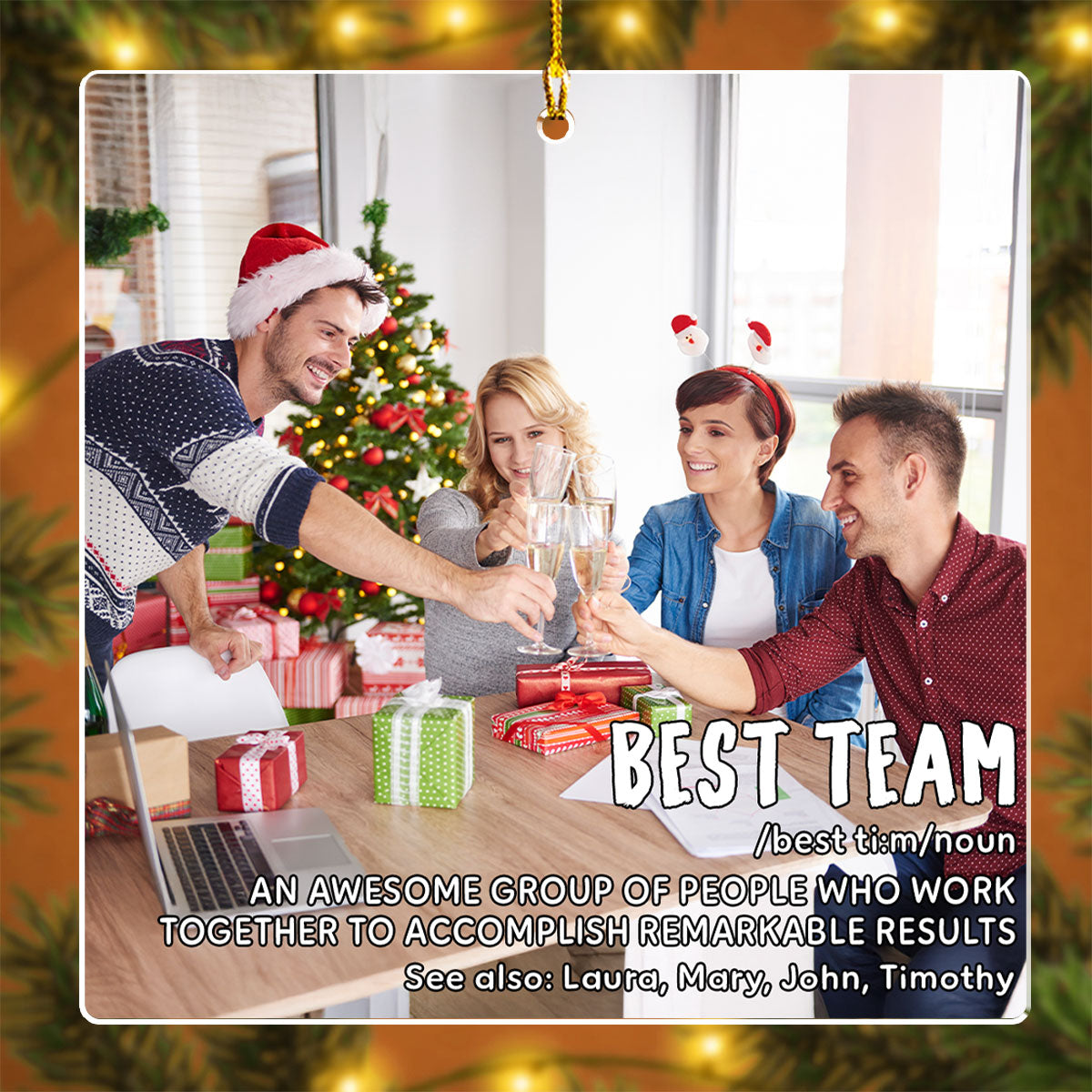 Custom Photo Coworker Christmas Ornament, Team Appreciation Gift • Best Team - Personalized Acrylic Ornament