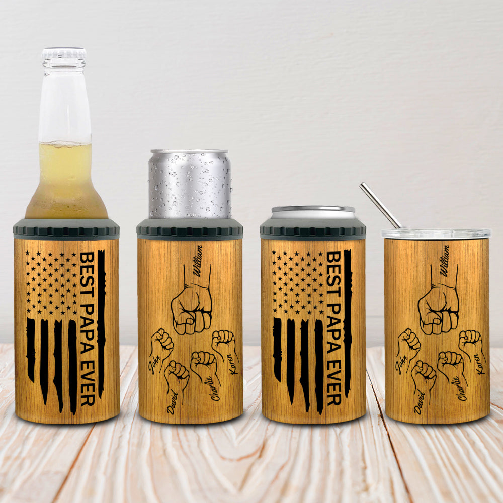 Custom Christmas Birthday Gifts For Dad • Best Dad Ever Fist Bump - Personalized Can Cooler Tumbler