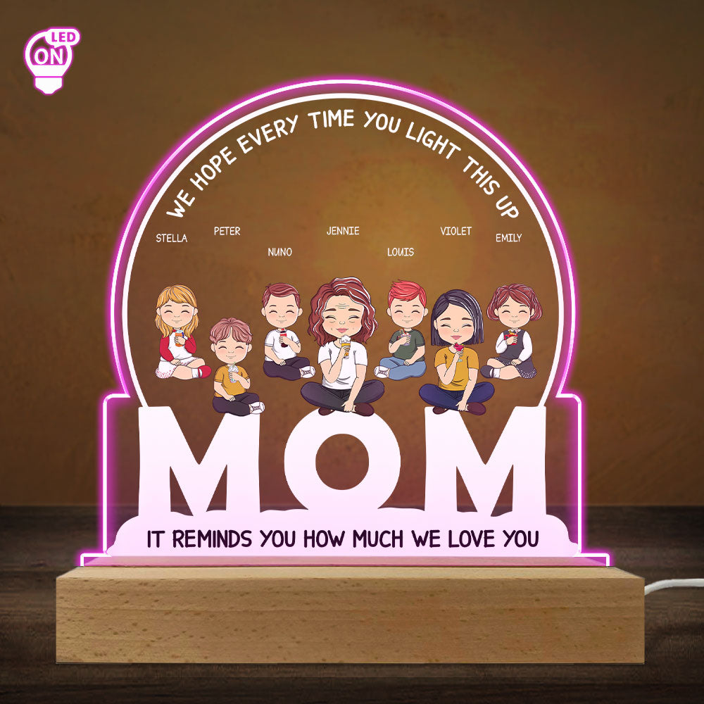 Custom Gift for Mom Grandma, Mother's Day Birthday • How Much I Love You - Personalized LED Light