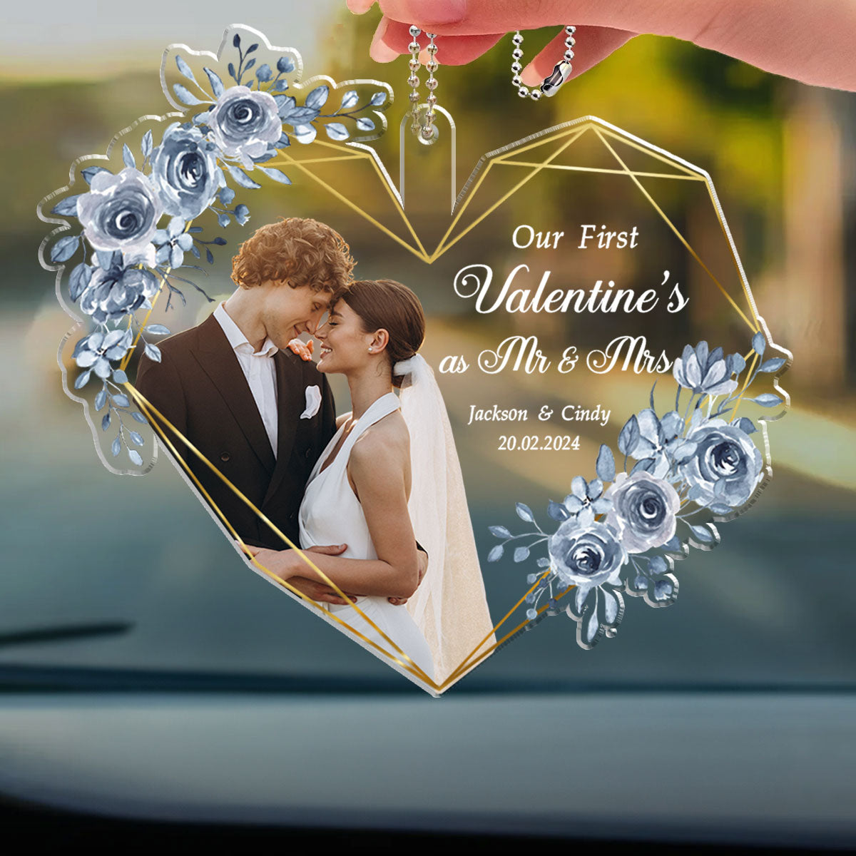 Our First Valentine Marriage - Personalized Car Ornament