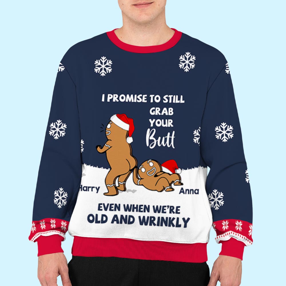 Custom Couple Christmas Sweatshirt, Anniversary Gift • Old & Wrinkly - Personalized All-Over-Print Sweatshirt