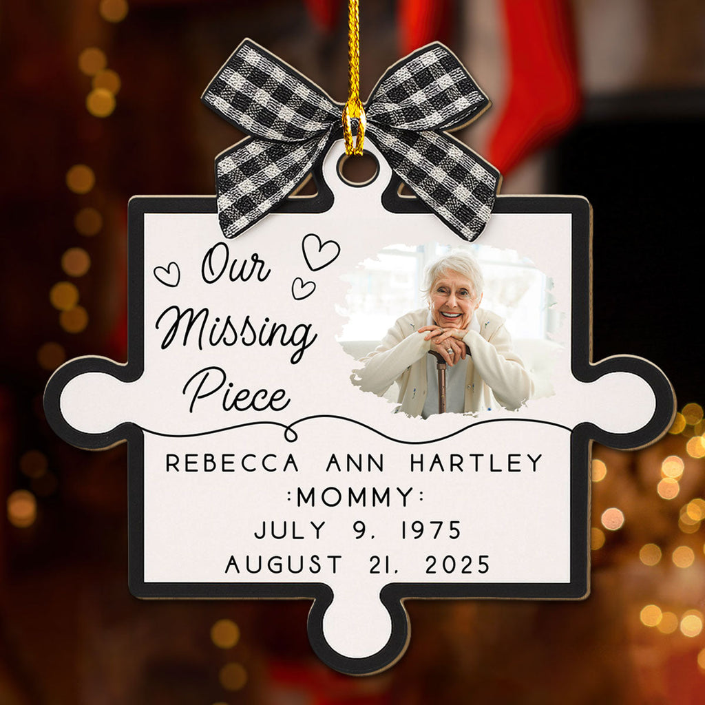 Custom Photo Keepsake Christmas Ornament • Our Hearts Fit Perfectly Together - Personalized Wood Ornament