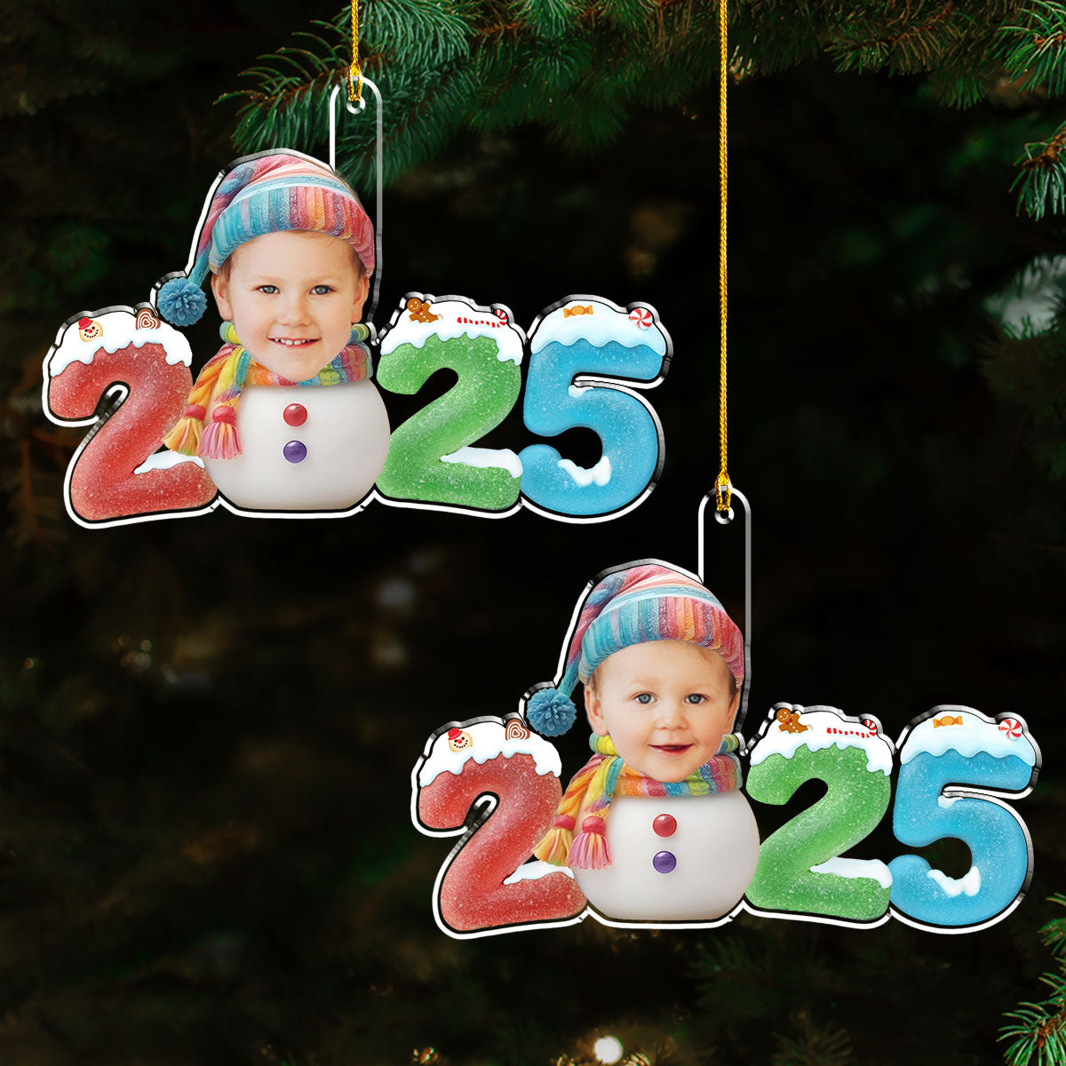 Custom Photo Family First Christmas Ornament • Baby First Christmas 2025 Ver 2 - Personalized Acrylic Ornament