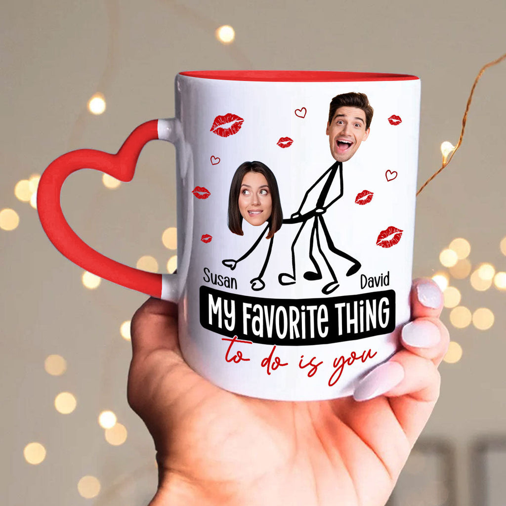 Custom Photo Anniversary Keepsake Gifts For Couple • My Favorite - Personalized Heart Handle Mug