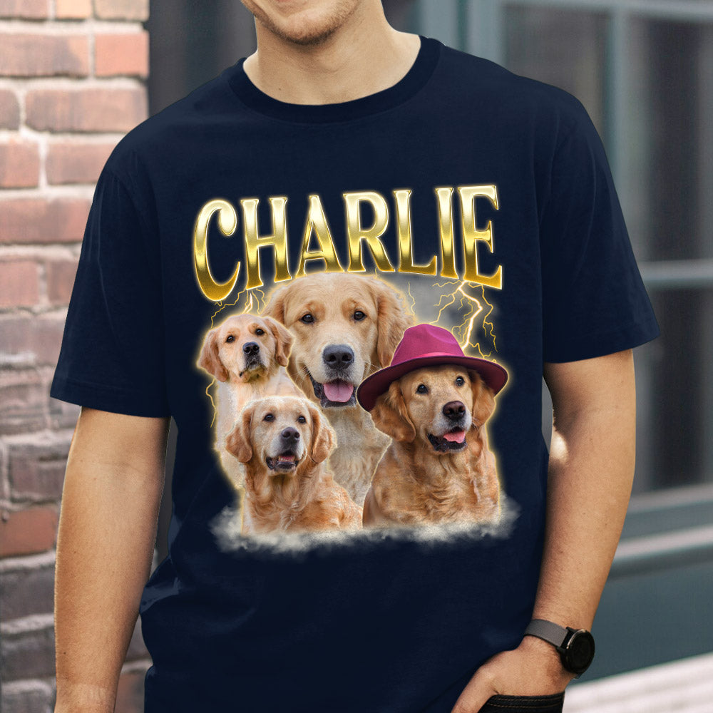 Custom Photo Christmas & Birthday Keepsake Gift • Pet Face Vintage Version 8 - Personalized Unisex T-shirt
