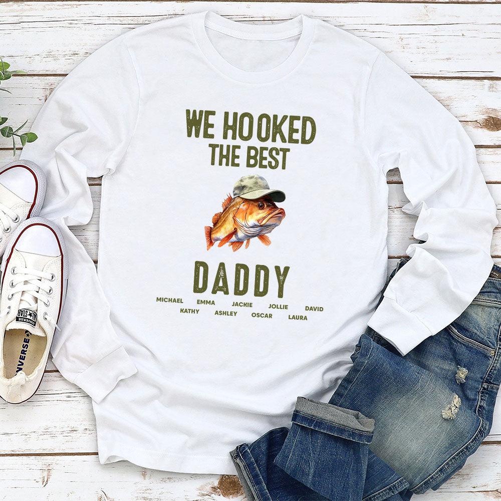 Custom Christmas & Birthday Gift for Dad, Grandpa • We Hooked The Best Dad - Personalized Shirt