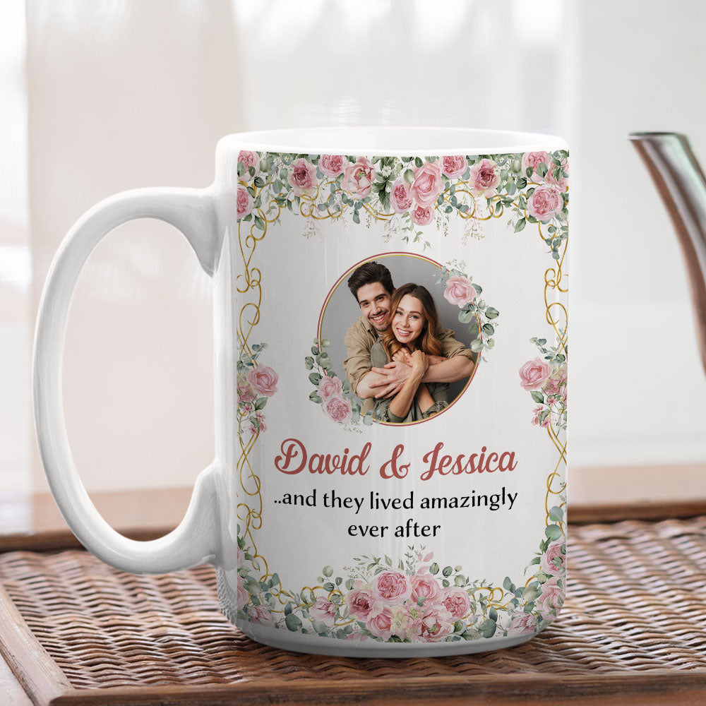 Custom Photo Anniversary Keepsake Gifts For Couple • They Lived Amazingly Ever After - Personalized Coffee Mug