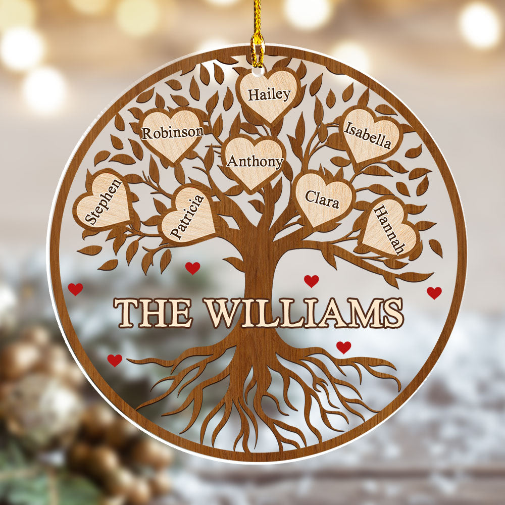 Custom Family Ornament, Christmas Gift for Family Members •  Family Love Tree - Personalized Acrylic Ornament