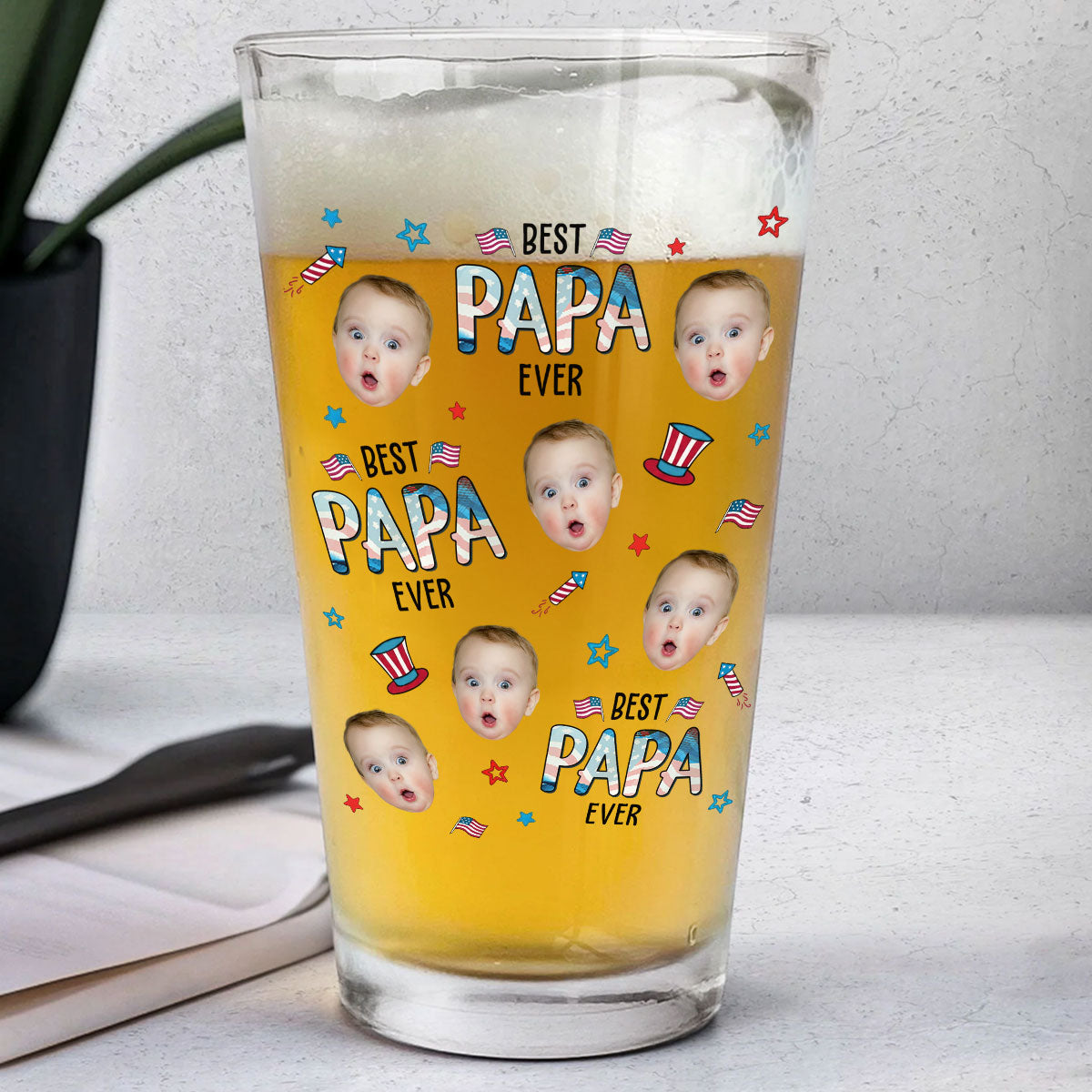Best Dad In USA - Personalized Beer Glass