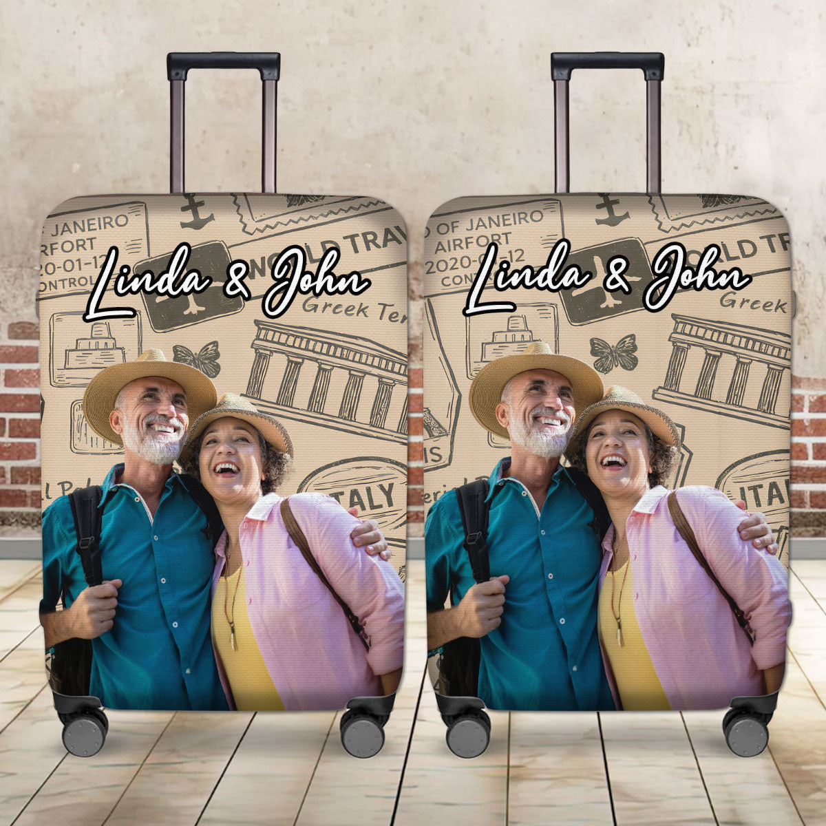 Around The World - Personalized Luggage Cover