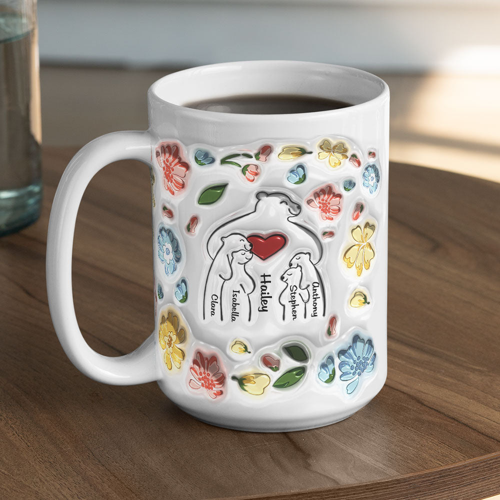 Custom Christmas & Birthday Gift for Mom • Mama Bear - Personalized 3D Inflated Effect Mug